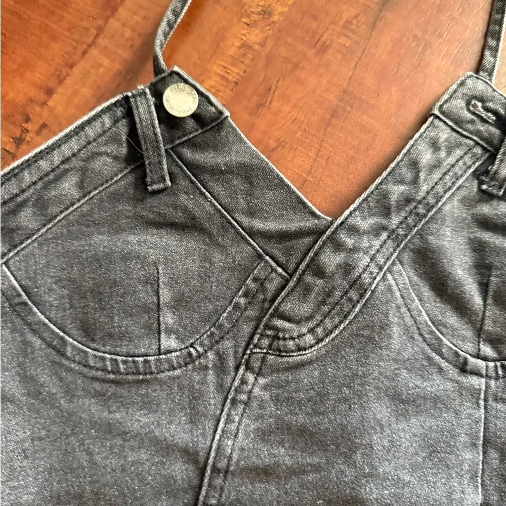 Gray Denim Halter  crop Top - Picture 3 of 3